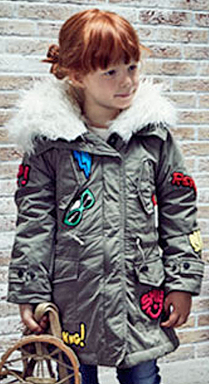 Replay & Sons Parka Jacke mit Patches in military green mit Fellfutter |  Replay & Sons | Cinderella Kindermoden