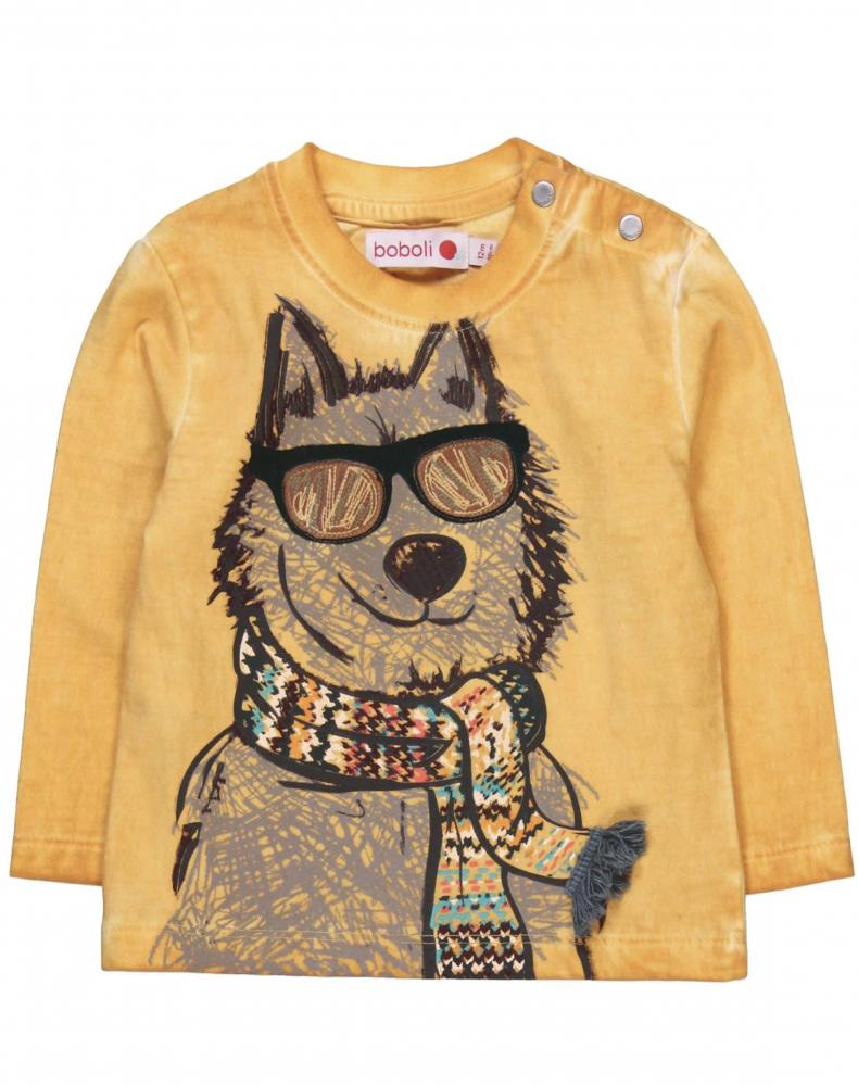 Boboli Langarmshirt mit Hund in senf Boboli Boys Cinderella Kindermoden