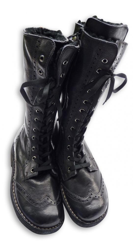 Zecchino d´Oro hoher Lammfell Stiefel in schwarz ...