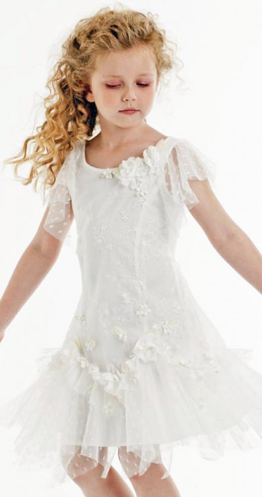 Kate Mack Exklusives Kleid In Weiss Satin Tull Bestickt 3d Blumen Traum Kate Mack Cinderella Kindermoden