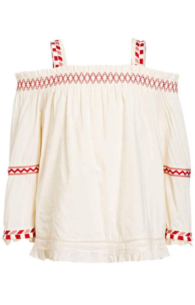 Scotch R´Belle schulterfreie Tunika Bluse in off white mit ...