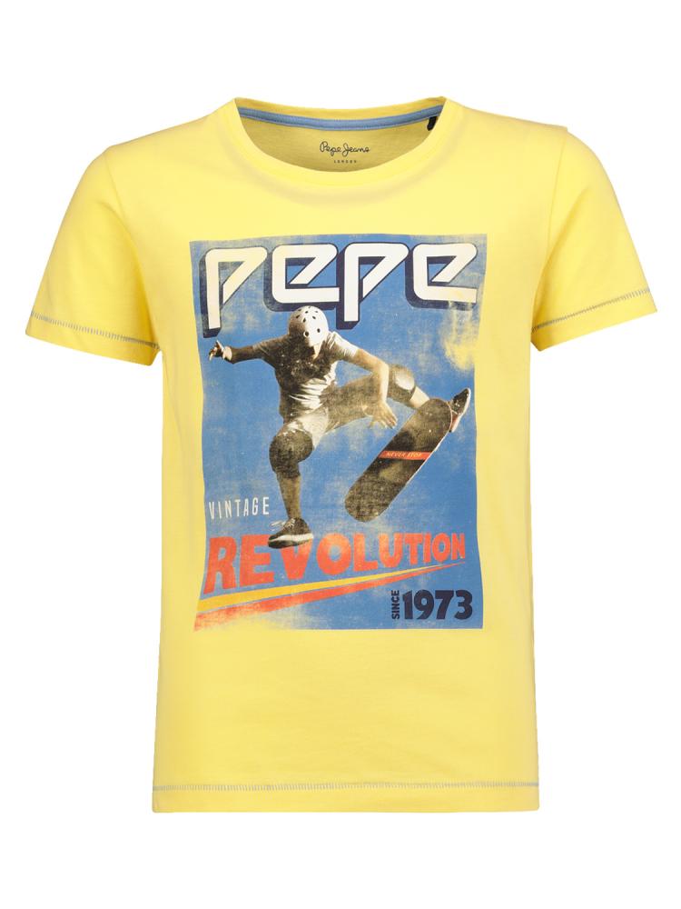 Pepe Jeans lässiges Skater T-Shirt BASILE in yellow | Pepe Jeans |  Cinderella Kindermoden | V-Shirts